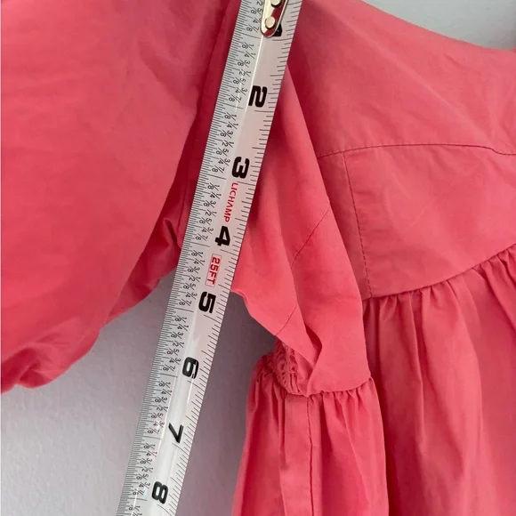English Factory Pleated Balloon Sleeve Babydoll Dress Pink Size Small - Picture 6 of 8
